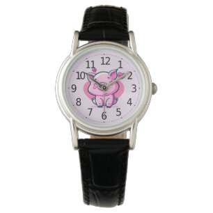 Schattig Gelukkig Roze Varken Harten Valentijns Th Horloge