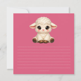 Schattig Gelukkig Schaap met Grote Ogen Kawaii Boe Kaart