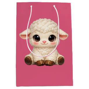 Schattig Gelukkig Schaap met Grote Ogen Kawaii Boe Medium Cadeauzakje
