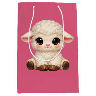 Schattig Gelukkig Schaap met Grote Ogen Kawaii Boe Medium Cadeauzakje