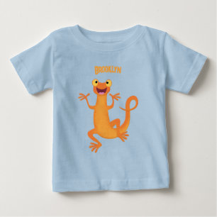 Schattig gelukkig sinaasappel dansen salamander