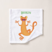 Schattig gelukkig sinaasappel dansen salamander bad handdoek (Wasdoekje)