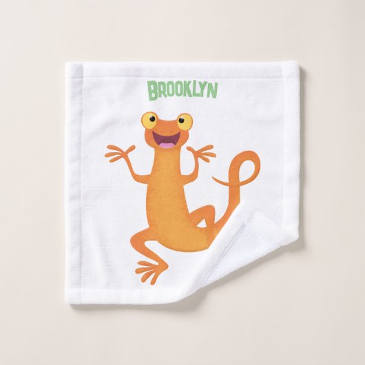 Schattig gelukkig sinaasappel dansen salamander bad handdoek (Wasdoekje)