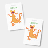 Schattig gelukkig sinaasappel dansen salamander badge (Voor- en achterkant)