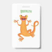 Schattig gelukkig sinaasappel dansen salamander badge (Achterkant)