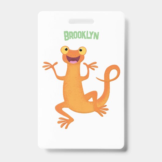 Schattig gelukkig sinaasappel dansen salamander badge (Voorzijde)