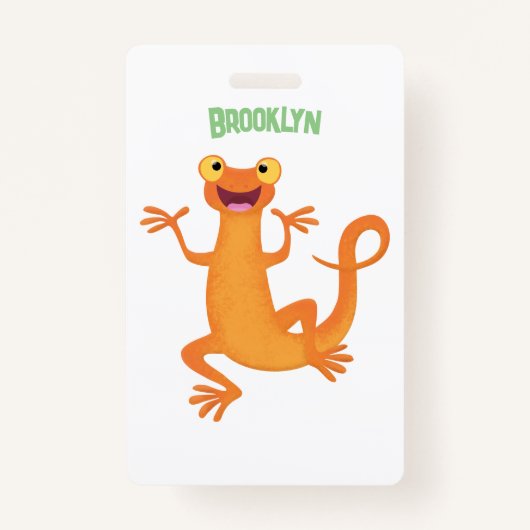Schattig gelukkig sinaasappel dansen salamander badge (Voorkant)