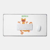 Schattig gelukkig sinaasappel dansen salamander bureaumat (Keyboard & Muis)