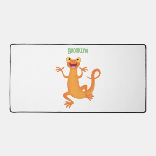 Schattig gelukkig sinaasappel dansen salamander bureaumat (Voorkant)