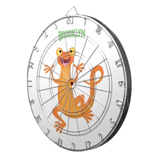 Schattig gelukkig sinaasappel dansen salamander dartbord (Voorkant Rechts)