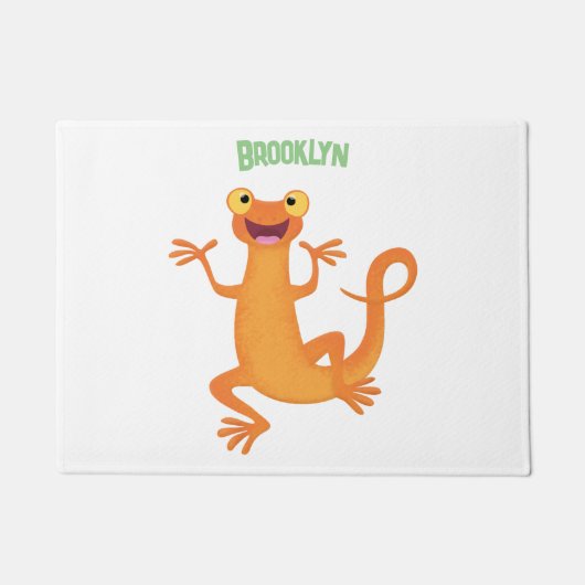 Schattig gelukkig sinaasappel dansen salamander deurmat (Voorkant)