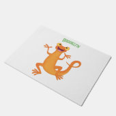 Schattig gelukkig sinaasappel dansen salamander deurmat (Schuin)