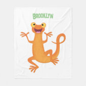 Schattig gelukkig sinaasappel dansen salamander fleece deken (Voorkant)