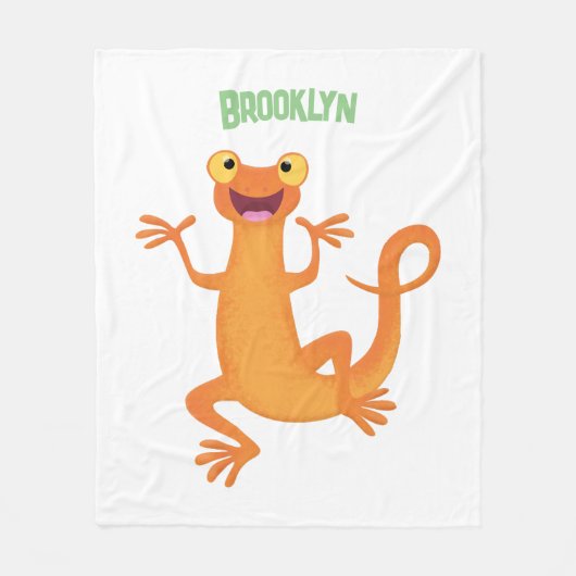 Schattig gelukkig sinaasappel dansen salamander fleece deken (Voorkant)