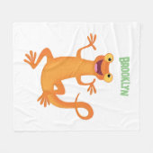 Schattig gelukkig sinaasappel dansen salamander fleece deken (Voorkant (Horizontaal))