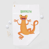 Schattig gelukkig sinaasappel dansen salamander golfhanddoek (Insitu)