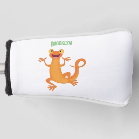 Schattig gelukkig sinaasappel dansen salamander golfheadcover (Voorkant)