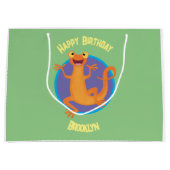 Schattig gelukkig sinaasappel dansen salamander groot cadeauzakje (Voorkant)