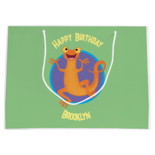 Schattig gelukkig sinaasappel dansen salamander groot cadeauzakje