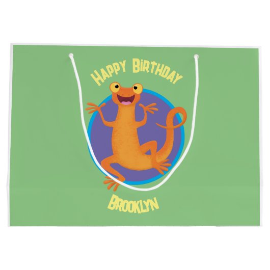 Schattig gelukkig sinaasappel dansen salamander groot cadeauzakje (Achterkant)