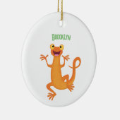 Schattig gelukkig sinaasappel dansen salamander keramisch ornament (Rechts)