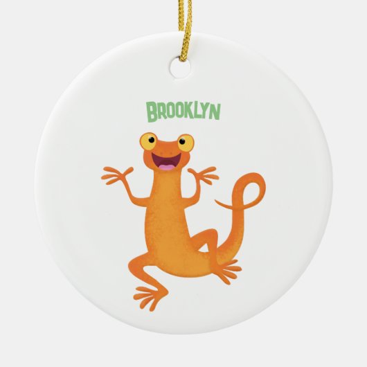 Schattig gelukkig sinaasappel dansen salamander keramisch ornament (Voorkant)