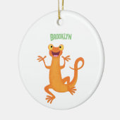 Schattig gelukkig sinaasappel dansen salamander keramisch ornament (Links)