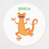 Schattig gelukkig sinaasappel dansen salamander labels (Design 2)