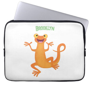 Schattig gelukkig sinaasappel dansen salamander laptop sleeve