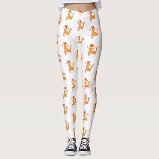 Schattig gelukkig sinaasappel dansen salamander leggings (Voorkant)