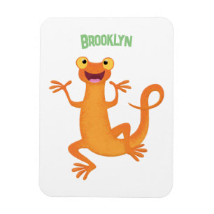 Schattig gelukkig sinaasappel dansen salamander magneet