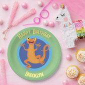 Schattig gelukkig sinaasappel dansen salamander papieren bordje (Feest)