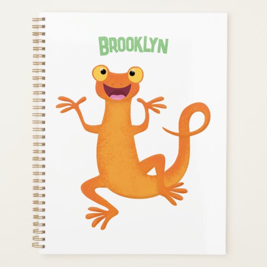 Schattig gelukkig sinaasappel dansen salamander planner (Voorkant)