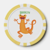 Schattig gelukkig sinaasappel dansen salamander poker chips (Voorkant)
