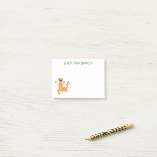 Schattig gelukkig sinaasappel dansen salamander post-it® notes (Op bureau)