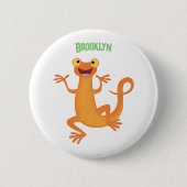 Schattig gelukkig sinaasappel dansen salamander ronde button 5,7 cm (Voorkant)
