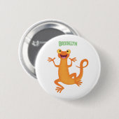 Schattig gelukkig sinaasappel dansen salamander ronde button 5,7 cm (Voorkant /achterkant)