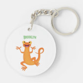 Schattig gelukkig sinaasappel dansen salamander sleutelhanger (Achterkant)