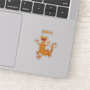Schattig gelukkig sinaasappel dansen salamander sticker