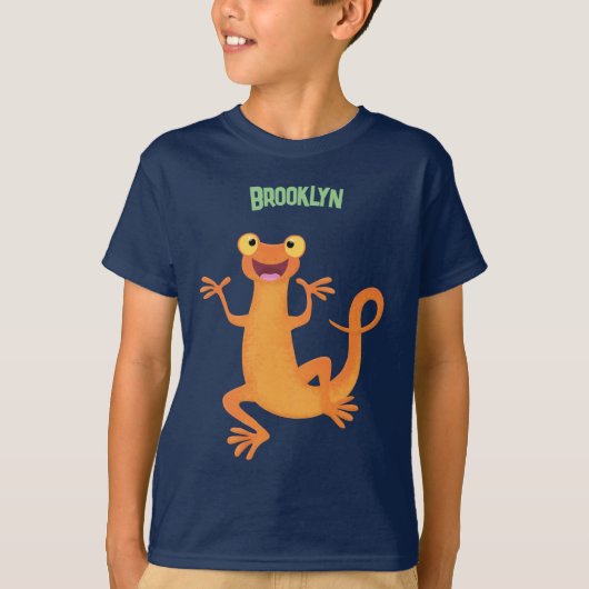 Schattig gelukkig sinaasappel dansen salamander t-shirt (Voorkant)