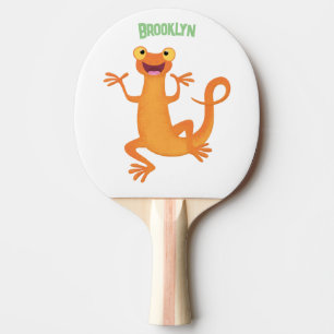 Schattig gelukkig sinaasappel dansen salamander tafeltennisbatje