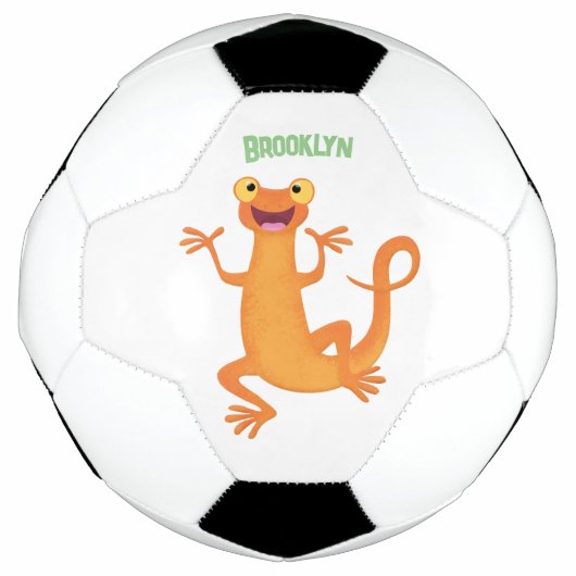 Schattig gelukkig sinaasappel dansen salamander voetbal (Voorkant)