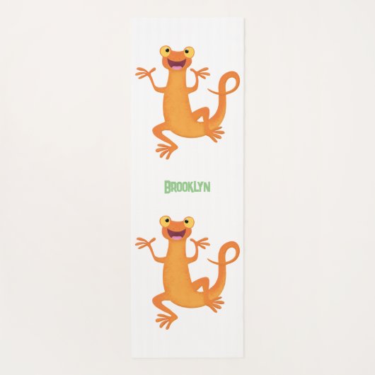 Schattig gelukkig sinaasappel dansen salamander yogamat (Achterkant)