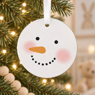 Schattig Gelukkig Sneeuwman Gezicht Kerst Souvenir Ornament