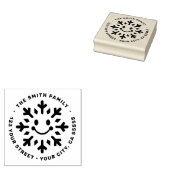 Schattig gelukkig sneeuwvlok retouradres rubberstempel (Gestempeld)