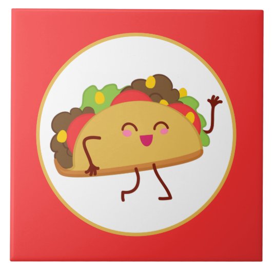 schattig gelukkig taco decor keuken tegeltje (Voorkant)