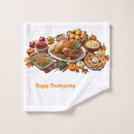Schattig Gelukkig Thanksgiving Oogst Feest Was Doe Washandje