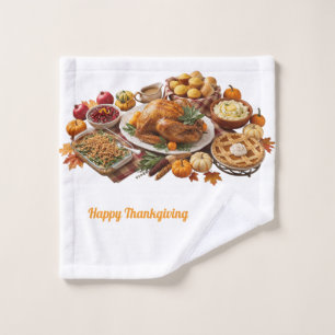 Schattig Gelukkig Thanksgiving Oogst Feest Was Doe Washandje