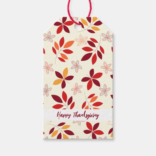 Schattig gelukkig Thanksgiving val bladeren patroo Cadeaulabel (Voorkant)