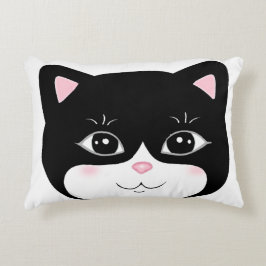 Schattig gelukkig tuxedo kattengezicht accent kussen